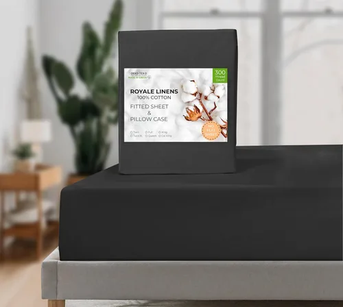Vista 9 de Royale Linens Sábana bajera con funda de almohada, sábana bajera individual con 1 funda de almohada, 300 hilos, 100% algodón orgánico, se adapta a