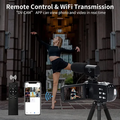 Vista 4 de Videocámara de video 4K de 56MP con micrófono, zoom 18X de 3.0 pulgadas, pantalla táctil IPS de mano, videocámara digital de mano, rotación de 270°