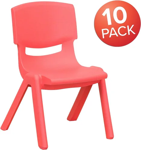 Vista 86 de Flash Furniture - Silla escolar apilable de plástico azul con altura de asiento de 10 1/2 pulgadas Construcción duradera, uso comercial