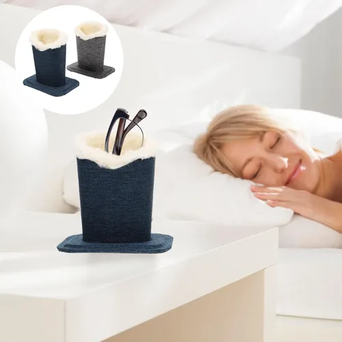 Vista 5 de Soporte de felpa para gafas, soporte para gafas, organizador de gafas de sol, soporte de exhibición de vidrio antiarañazos para mesita de noche