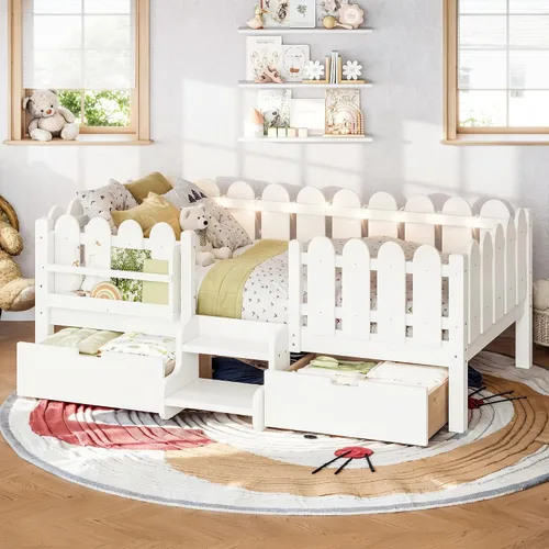 Vista 33 de Bellemave Cama Montessori completa con escaleras y cajones de Escaleras marrones