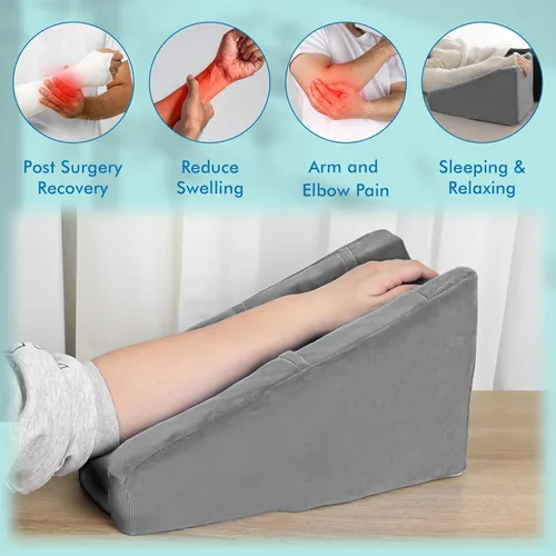 Vista 5 de Almohada de elevación de brazo con 2 bolsillos, almohada de elevación de cuña de brazo excelente, almohada ergonómica de apoyo para codo