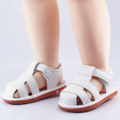 Vista 7 de WILLFUN Sandalias chirriantes de verano para bebé, niño, niña, suela de goma de primera calidad, puntera cerrada, antideslizantes, zapatos