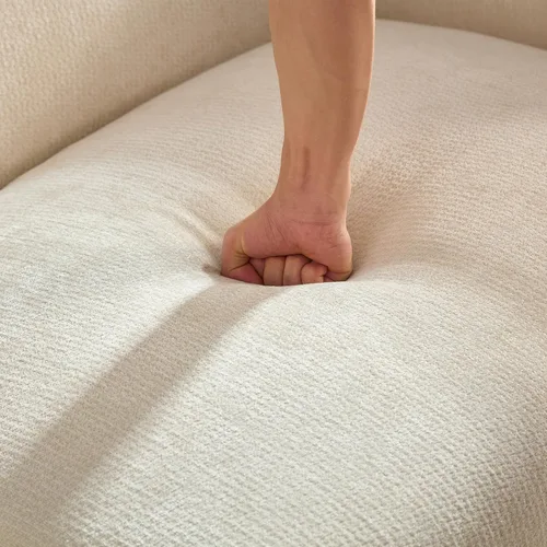 Vista 8 de Sofá moderno de 82 pulgadas con patas de metal, sofá boucle tapizado, sofás de lujo con asiento profundo de 3 plazas, sofá alto y minimalista