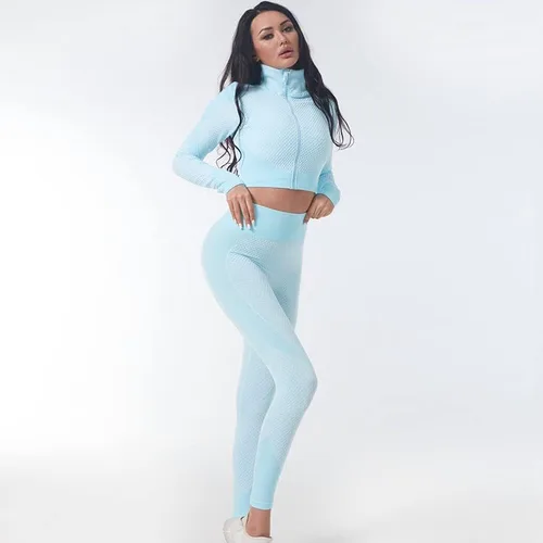 Vista 6 de Veriliss Conjunto de 3 piezas de entrenamiento sin costuras para mujer, gimnasio, deportes, escuela, correr, yoga, ropa deportiva
