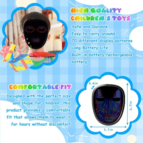 Vista 18 de Ompusos LED Mask with Gesture Sensing, Light-Up Transforming Face Cover for Halloween, Christmas, Cosplay & Birthday Parties