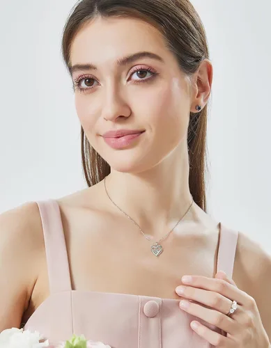 Vista 58 de MomentWish Collar de corazón para mujer, moissanita, diamante de imitación, plata de ley 925