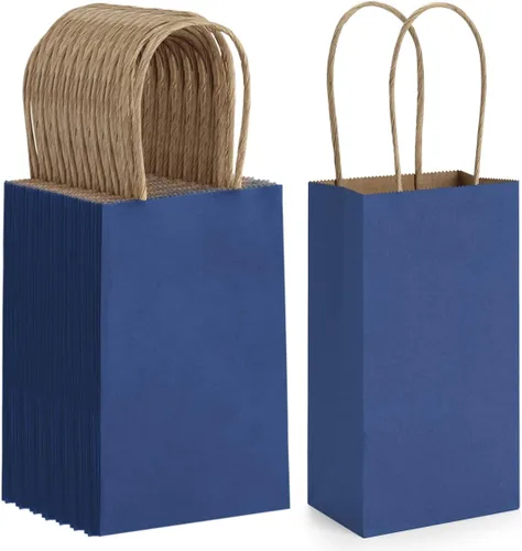 Vista 7 de Bolsas de regalo de papel kraft BagDream 100 unidades 3.5 x 2.4 x 6.7 pulgadas, pequeñas bolsas de regalo para fiestas con asas, bolsas de papel