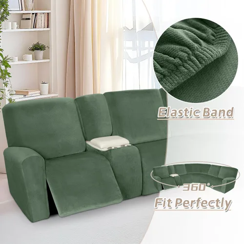 Vista 354 de Arfntevss Fundas de sofá seccional reclinable de terciopelo, Funda de sofá seccional de esquina para sofá reclinable, Funda elástica suave