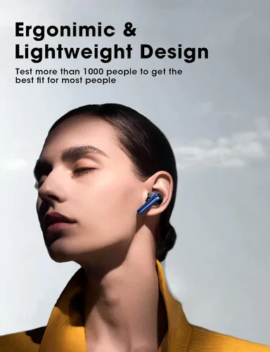 Vista 3 de Auriculares inalámbricos con sonido de graves profundos, auriculares Bluetooth 5.3, 48 horas de reproducción, pantalla LED con micrófono, IPX7