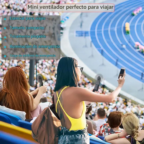 Vista 6 de Digibond Mini ventilador de mano recargable con batería 2000mAh 6in1 forma de bala Ventilador personal portátil 3 velocidades con linterna (negro)