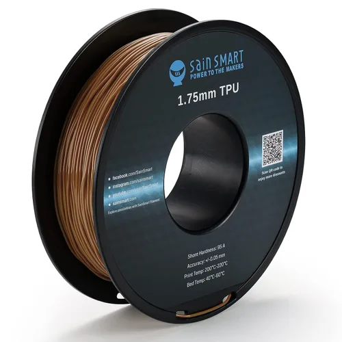 Vista 14 de Bobina de filamentos para impresoras 3D SainSmart, 0.06 pulgadas, flexible, TPU, 1,7 libras, Negro, 1