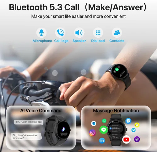 Vista 9 de DIVElink Reloj inteligente, reloj inteligente HD para hombres y mujeres (respuesta/hacer llamadas), reloj de fitness con más de 100 modos