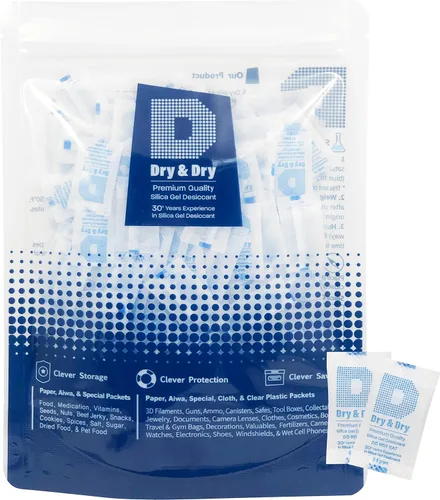 Vista 9 de Dry & Dry 0.5 gramos [50 paquetes] Paquetes de gel de sílice desecantes, paquetes de sílice - Paquetes de gel de sílice recargables, paquetes