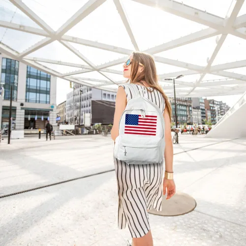 Vista 5 de Zicac Mochila de lona unisex DIY Mochila de mochila (gris, con bolsillo lateral), Blanco, Mochilas Daypack