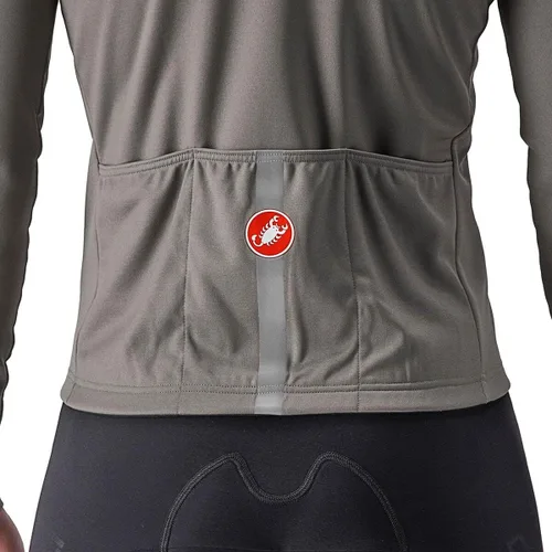 Vista 3 de Castelli Camiseta Fondo 2 FZ para hombre, manga larga con aislamiento polar, con cremallera y cuello alto para ciclismo de carretera y grava I