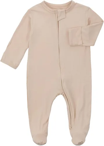 Vista 2 de Aablexema Pijamas con cremallera para bebé, rayón de bambú, pijamas con pies y mitones, pijamas para dormir