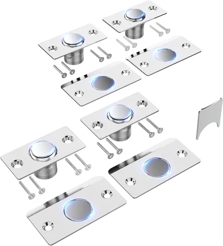 Vista 12 de Mousike Accesorios para atrapar bolas de puerta, cierre magnético oculto ajustable, placa de golpeo de acero inoxidable con fuerte succión, Negro
