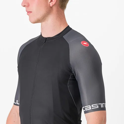 Vista 4 de Castelli Camiseta Entrata VI para hombre, manga de un cuarto con cremallera para aerodinámica, ciclismo de grava y ciclismo de carreras