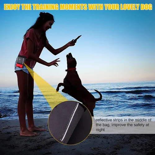 Vista 6 de LIOPARD Bolsa de golosinas para perros, control con una mano, múltiples estilos de uso, apertura inclinada, ideal para pasear y entrenar perros Rojo