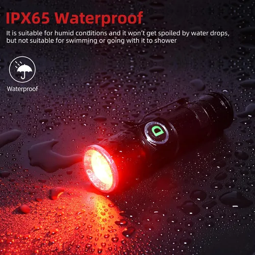 Vista 6 de DARKDAWN Linterna de Luz Roja Recargable USB, Mini Linternas LED de Luz Roja Enfoque Ajustable, Linterna Portátil con Clip de Bolsillo para Pesca
