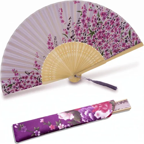 Vista 4 de Ventilador de mano plegable para mujer, ventilador de mano, marrón