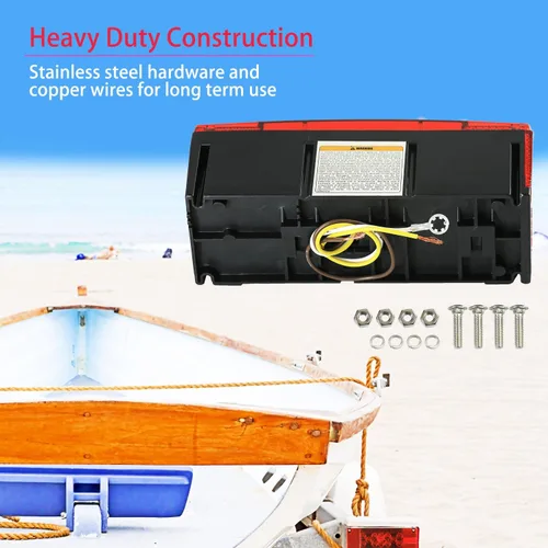 Vista 3 de Wellmax Luces LED de remolque de 12 V, sumergibles e impermeables, de perfil bajo, luces traseras rectangulares para RV, marina, barcos, remolques