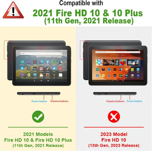 Vista 2 de Fintie Funda para tablet Amazon Fire HD 10 y 10 Plus (versión 11ª generación 2021), [Tuatara] Funda híbrida resistente con protector de pantalla