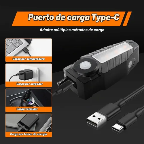Vista 5 de Señales de giro para bicicleta con proyector, 5 modos de luz trasera de bicicleta recargable por USB, control remoto, impermeable, dividida, ebike
