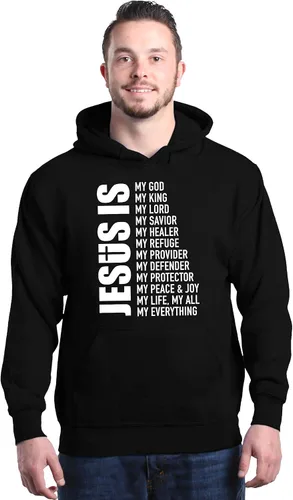 Vista 3 de shop4ever Jesús es Todo para Mí, Mi Dios, Mi Señor, Mi Salvador Sudaderas con capucha cristianas Negro