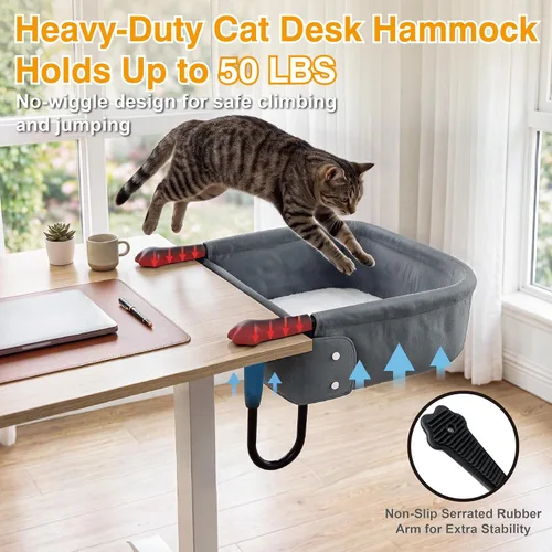 Vista 2 de Cama de escritorio para gatos extra resistente para gatos grandes Gris