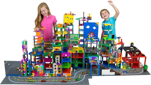 Vista 7 de Strictly Briks Stackable Baseplates - Compatible with Lego, 6 x 6 in Baseplates for Buildling Blocks, Display Tower, Expand Vertical Builds, 4 Verde