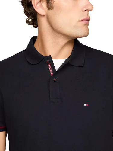 Vista 2 de Tommy Hilfiger Polo casual de manga corta para hombre en ajuste regular con diseños elásticos y puños
