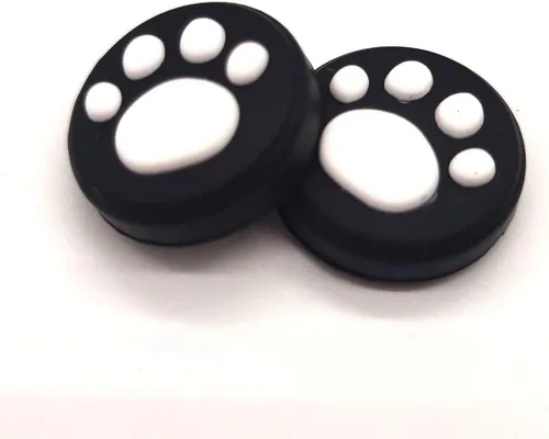 Vista 2 de Ambertown 2 x Silicone Analog Controller Thumb Stick Joystick Grips Cap for Switch NS/Switch Lite Controller ThumbStick Cute Cat Paw Claw (White)