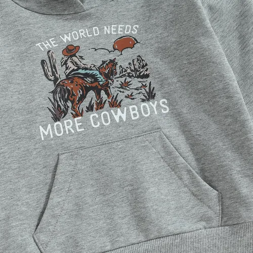 Vista 6 de Sudadera con capucha para niños y bebés, The World Needs More Cowboys