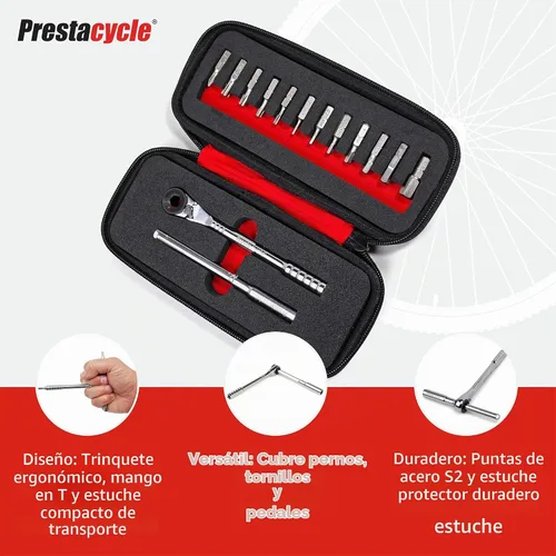 Vista 4 de Juego de herramientas con mango en T de Prestacycle Pro, trinquete de mango en T resistente de 60 Nm con juego de 12 piezas de hexágono de 1/4