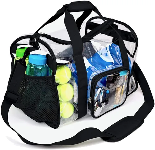 Vista 2 de TACVEL Mochila transparente resistente grande duradera Bolsa transparente (negro), Bolsa de gimnasio, color negro