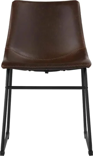 Vista 3 de Cortesi Home Casablanca - Silla de comedor de piel sintética marrón envejecida (juego de 2)