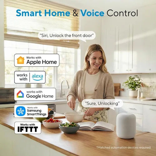 Vista 3 de ULTRALOQ Cerradura inteligente con huella digital y WiFi Bolt, funciona con Apple Home, Siri, Alexa, entrada sin llave con identificación de huella