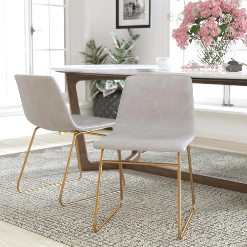 Vista 2 de Flash Furniture Butler LeatherSoft - Juego de 2 sillas de altura para mesa de comedor de 18 pulgadas, estilo moderno de mediados de siglo