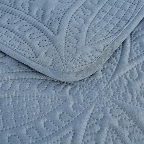 Vista 5 de Chezmoi Collection Austin - Juego de colcha tamaño matrimonial/doble, colcha de microfibra ligera acolchada Pinsonic de 3 piezas, color azul grisáceo