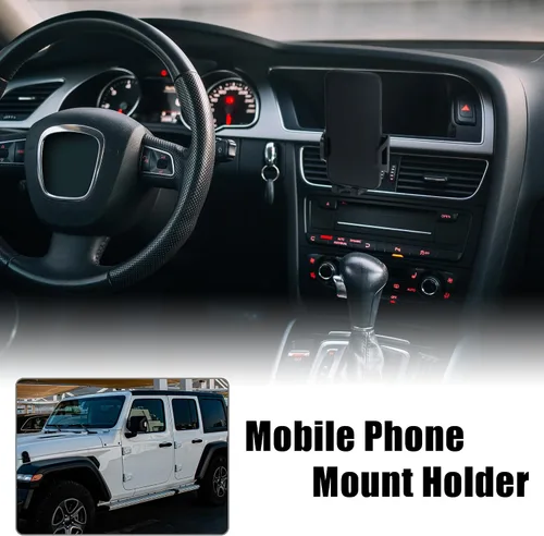 Vista 2 de X AUTOHAUX Soporte de teléfono multifuncional de 360 grados, soporte de radio, perno en soporte organizador de soporte para Jeep Wrangler JK JKU