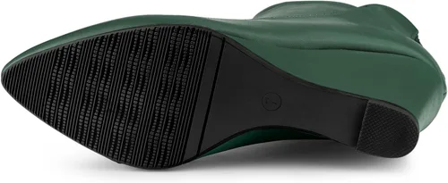 Vista 6 de Allegra K Botines de tacón de cuña con cremallera y punta puntiaguda para mujer
