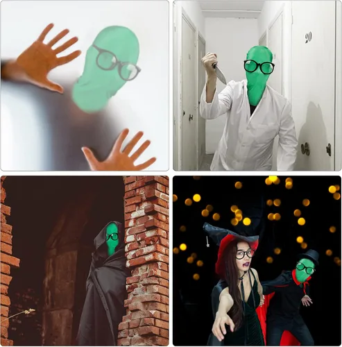 Vista 6 de Fennoral Paquete de 4 máscaras de elastano con capucha disfraz de Halloween de cara completa máscara de Halloween máscara de extraterrestre