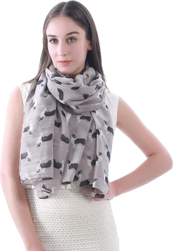 Vista 2 de Border Collie - Bufanda ligera con estampado de perro para mujer