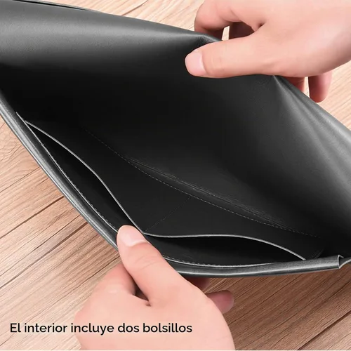 Vista 3 de Carpeta de Archivo de Cuero PU Enyuwlcm A4 Envelopera con Cierre de Presión para Recibos y Contratos Negra
