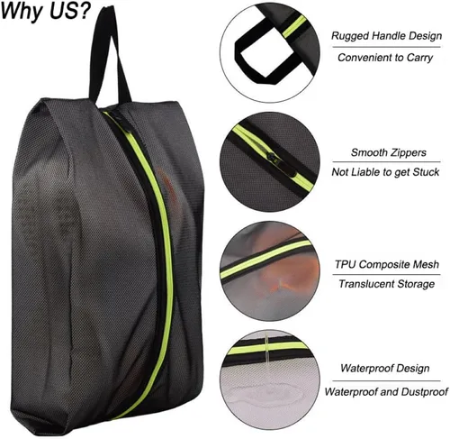 Vista 3 de TOPFIY - Bolsas para zapatos de golf adecuadas para deportes, golf, viajes, uso diario, viajes, con cremallera, almacenamiento plegable