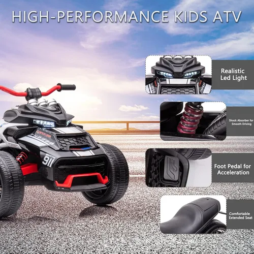 Vista 4 de vehículo de 24 voltios con batería de 3 ruedas para montar en UTV, vehículo todoterreno eléctrico para niños, motocicleta de policía con ruedas