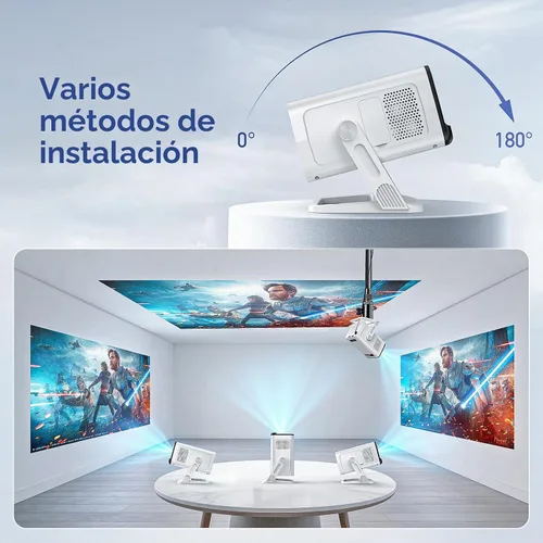 Vista 8 de Mini proyector con WiFi y Bluetooth, proyector inteligente nativo 1080P