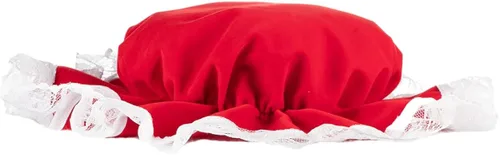 Vista 2 de Halco Mrs Claus Regal Velvet Red Mob Gorra Premium 7952 con ribete blanco de encaje banda elástica Mob Santa Wife